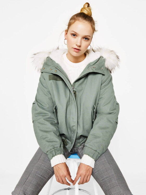 Parka with detail in back